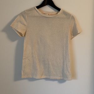 Anthropologie Cream Short Sleeve T-Shirt, S